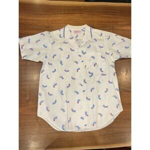 Vintage Nautical Saved By The bell Design Short Sleeve Button Top Small